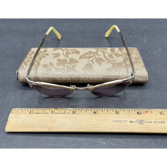 VTG Cat Eye Glasses Mid Century Gold Tone Ornate 1/10 12K GF 44 Alum With Case - Picture 15 of 16